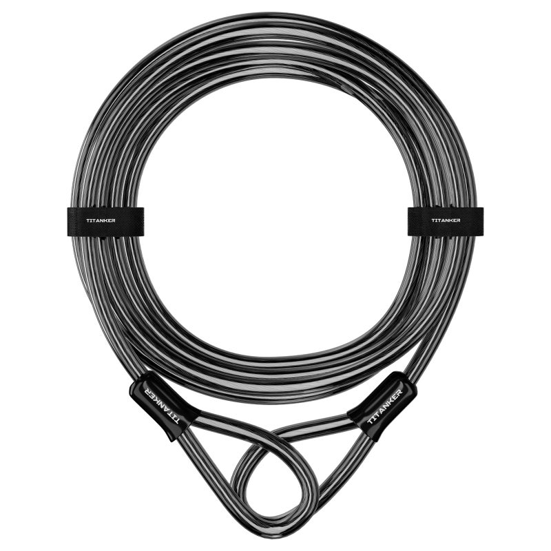 Titanker Bike Lock Cable,12mm Thick Security Cable with Loops Heavy Duty Steel Cable Vinyl Coated Bike Cable Lock Security Chain (4ft, 7ft, 15ft, 30ft) - Image 1